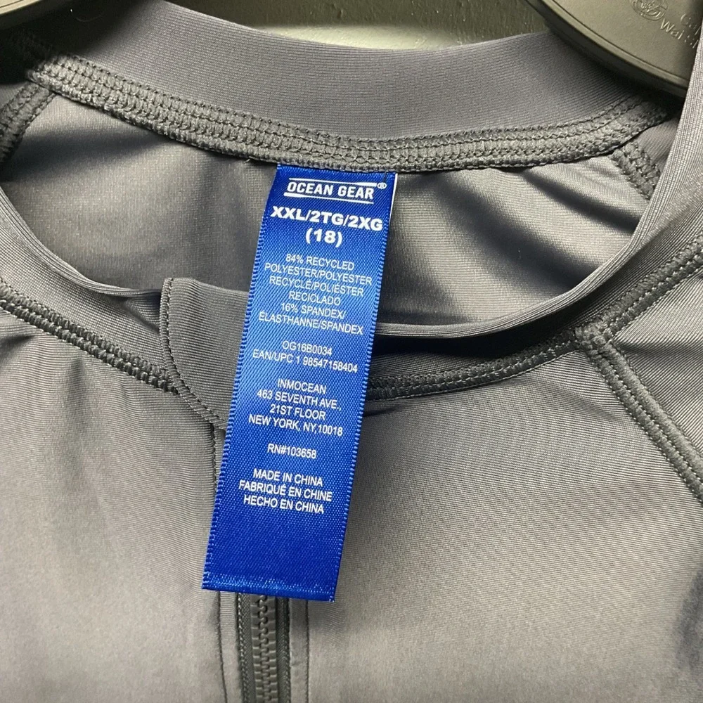 Ocean Gear Long Sleeve Swim Rash Guard Shirt UPF 50+ XXL 2TG 2XG Gray‎